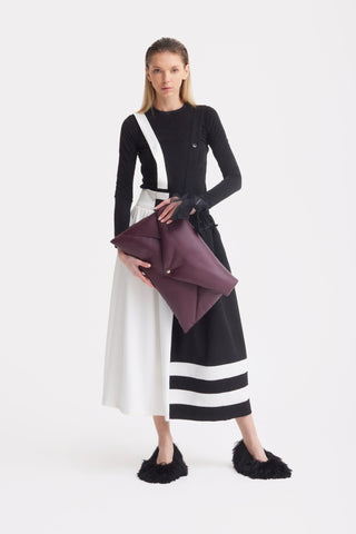 Midi Apron Dress With Adjustable Straps - Black Ivory - Julia Allert