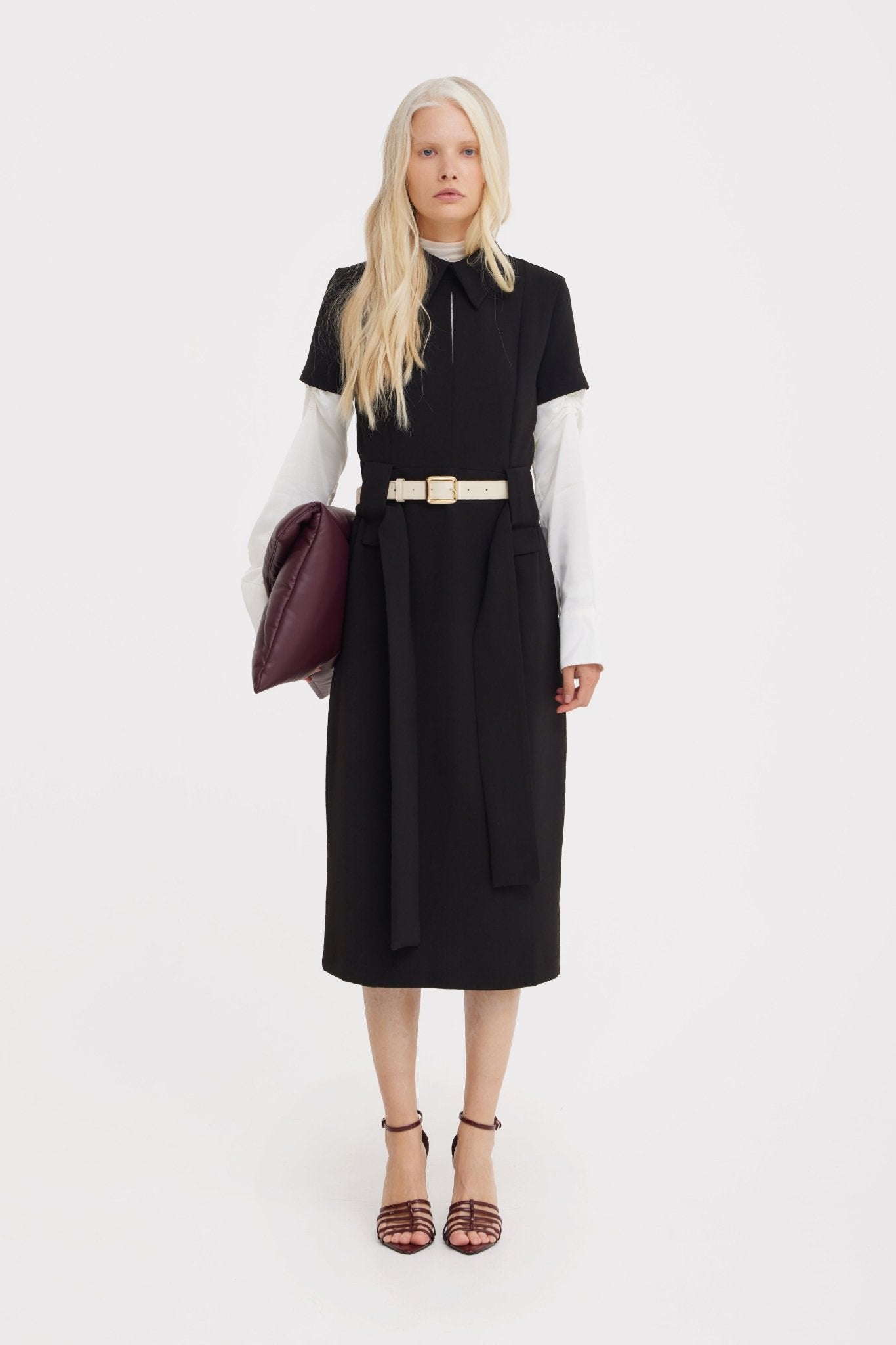 Midi Black Dress With Belt