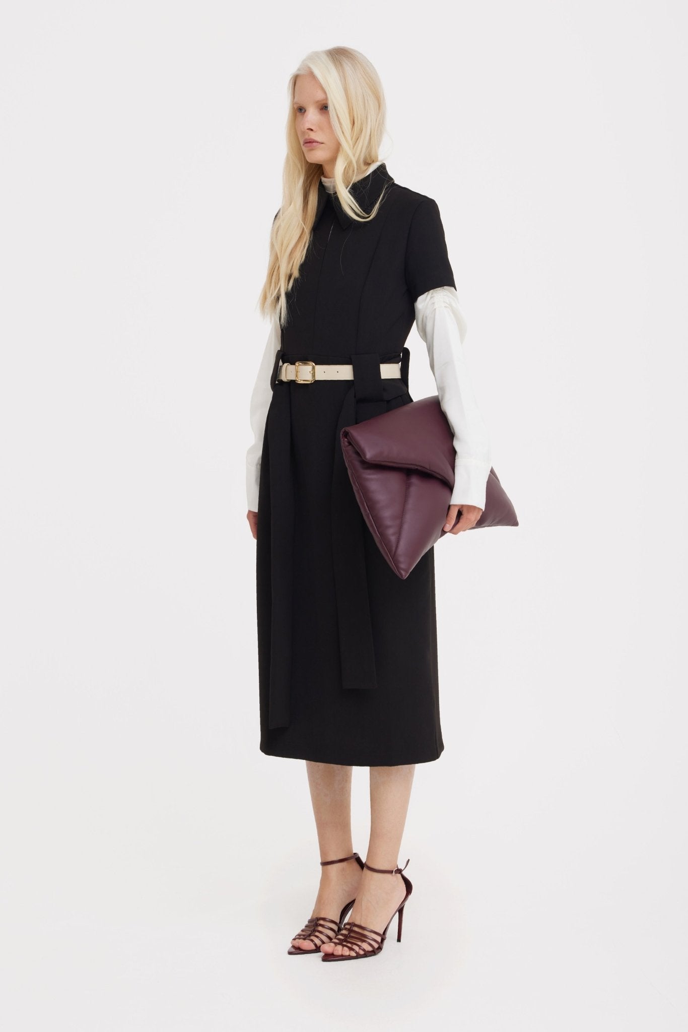Midi Black Dress With Belt