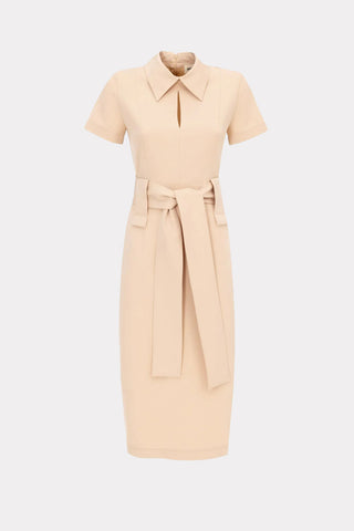 Midi Dress With Belt Beige