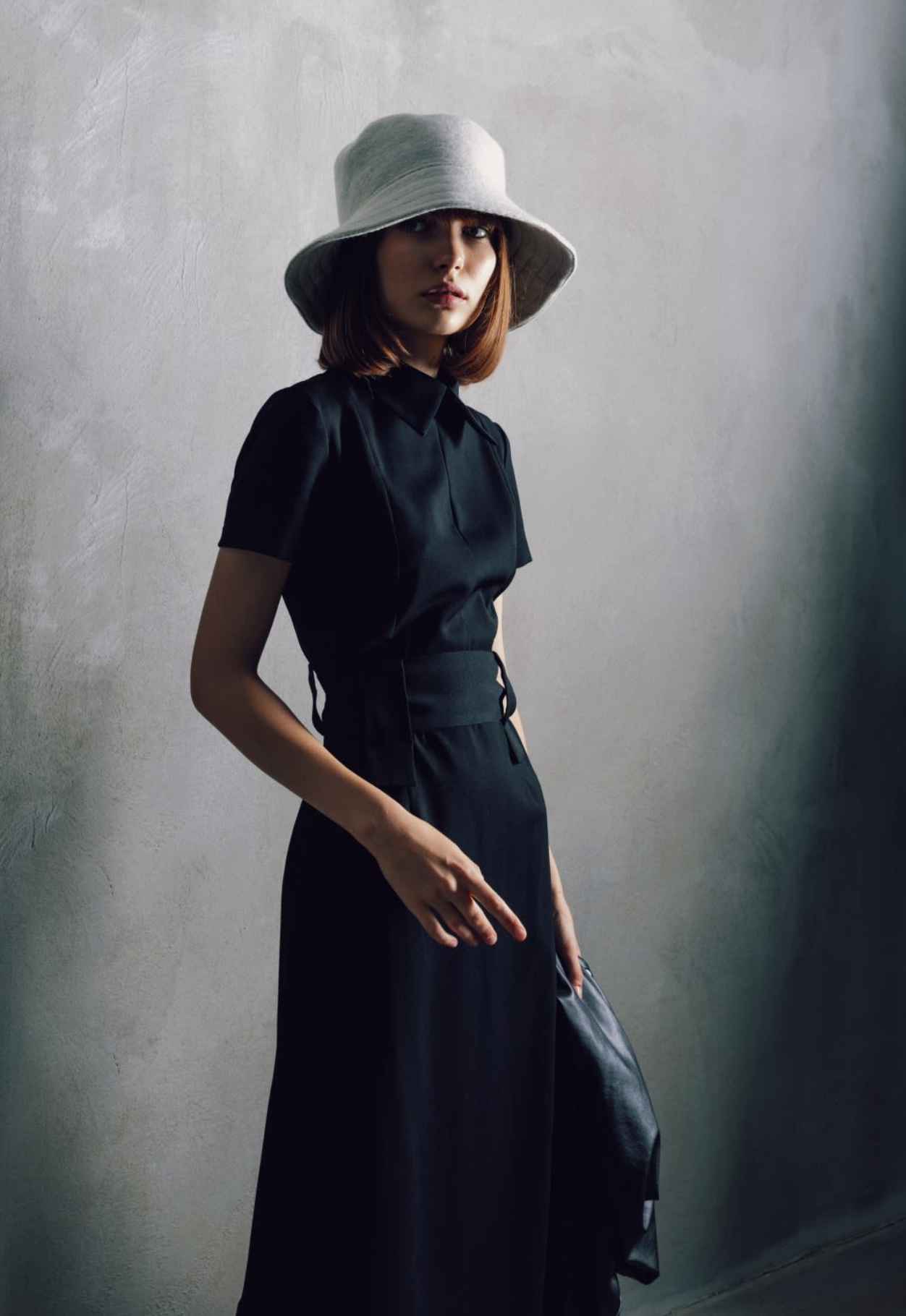 Midi Black Dress With Belt S Midi Black Dress With Belt S