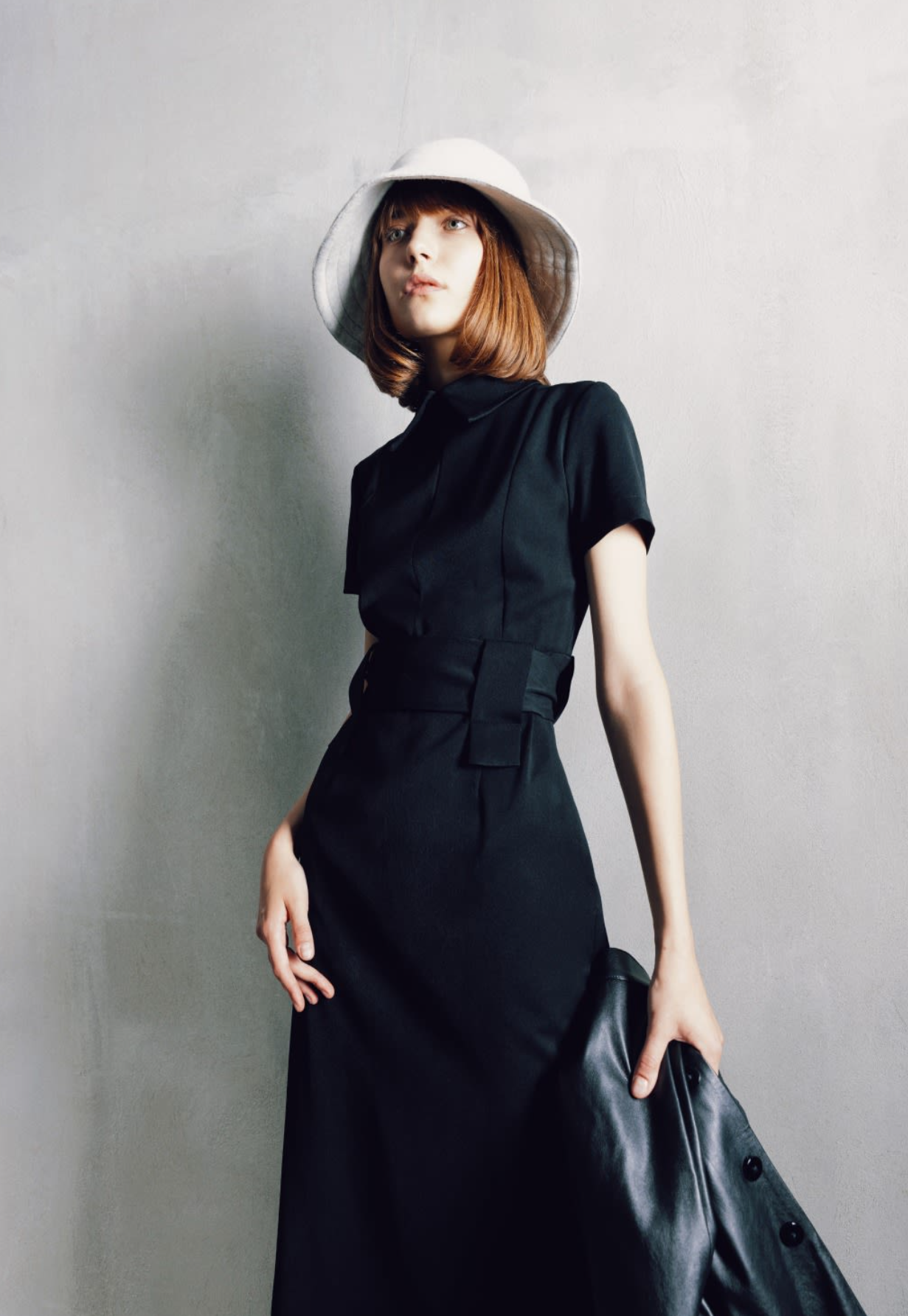 Midi Black Dress With Belt S Midi Black Dress With Belt S