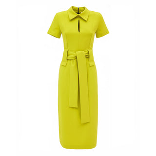 Midi Dress With Belt Light Green