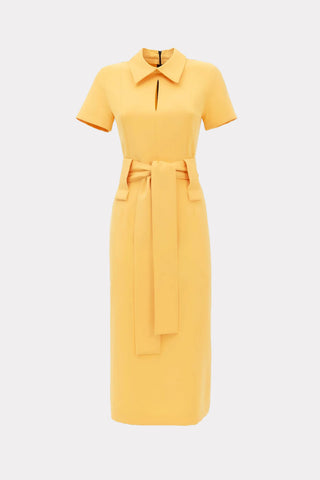 Midi Dress With Belt Pale Yellow