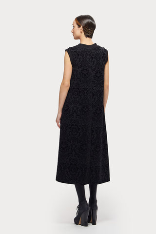 Midi Velvet Sleeveless Dress With Decor Black