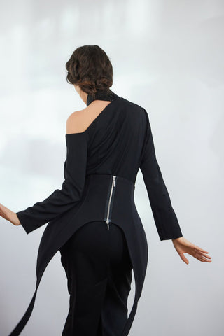 Minimalist Black Waist Corset For Layering Black - Julia Allert