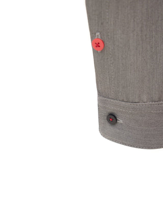 Minimalist Button-Up Shirt with Red Detail Grey - Julia Allert