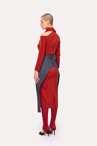 Minimalist Waist Corset For Layering Blue Denim - Julia Allert