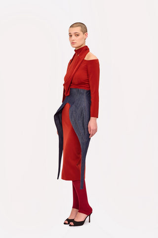 Minimalist Waist Corset For Layering Blue Denim - Julia Allert