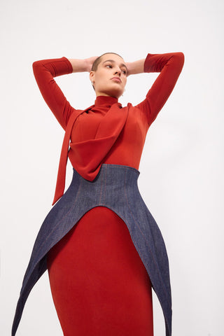 Minimalist Waist Corset For Layering Blue Denim - Julia Allert