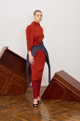 Minimalist Waist Corset For Layering Blue Denim - Julia Allert