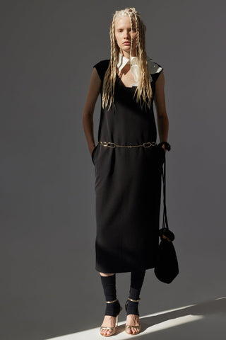 Modern Business Sheath Dress With Decorative Collar - Black - Julia Allert