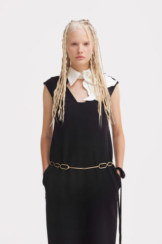 Modern Business Sheath Dress With Decorative Collar - Black - Julia Allert