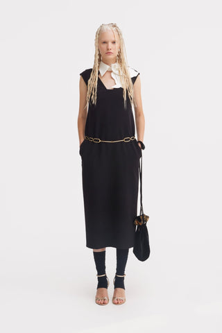 Modern Business Sheath Dress With Decorative Collar - Black - Julia Allert