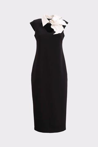 Modern Business Sheath Dress With Decorative Collar - Black - Julia Allert