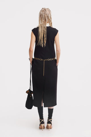 Modern Business Sheath Dress With Decorative Collar - Black - Julia Allert