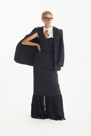 Modern Business Sheath Dress With Decorative Collar - Black