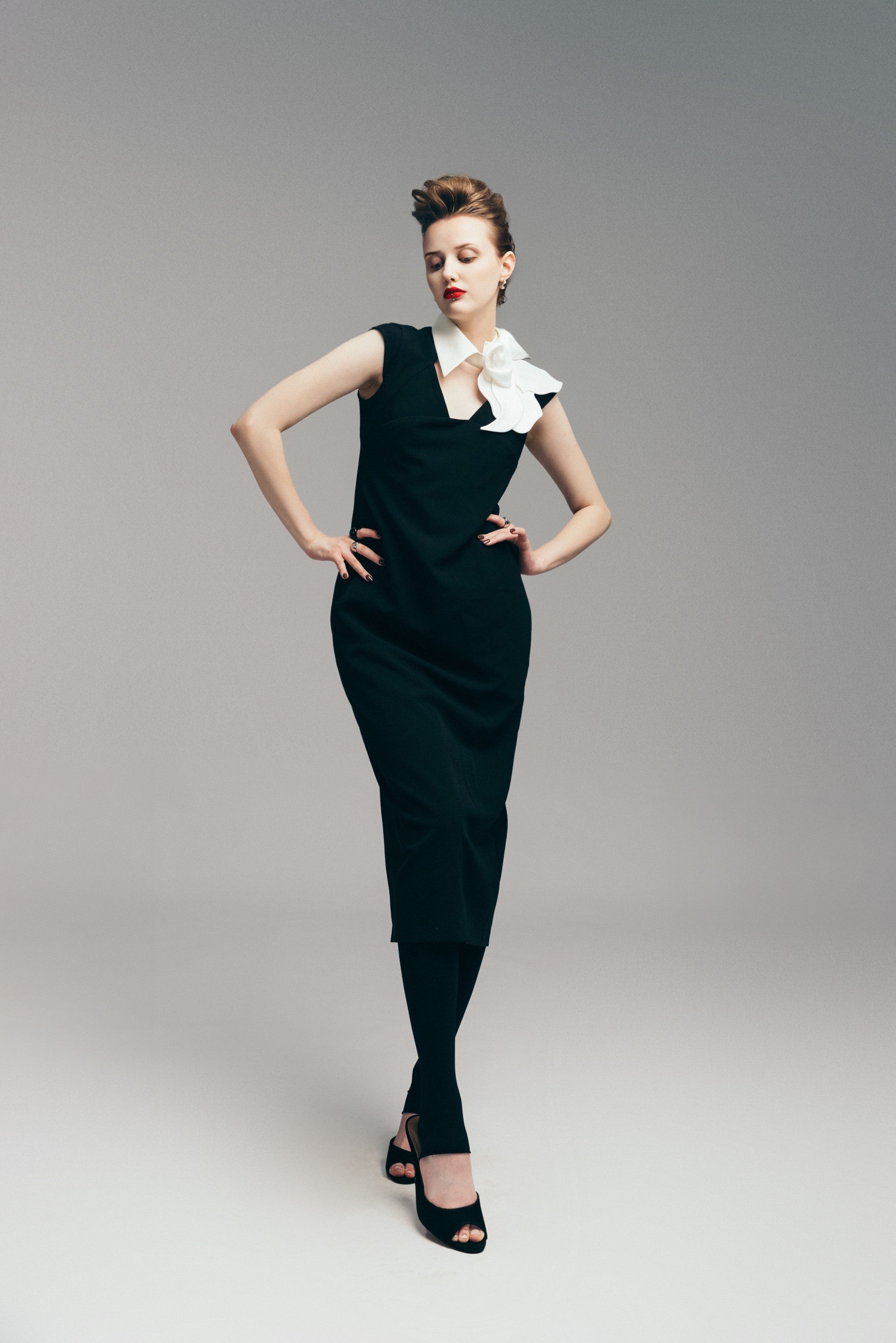 Modern Business Sheath Dress With Decorative Collar - Black XL Modern Business Sheath Dress With Decorative Collar - Black XL