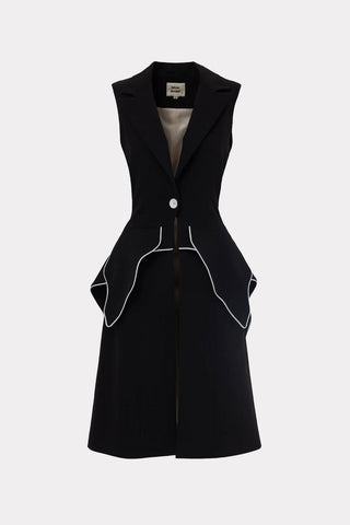 Modern Elegant Deep V-Neck Vest With Peplum Detail Black - Julia Allert