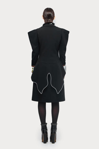 Modern Elegant Deep V-Neck Vest With Peplum Detail Black - Julia Allert