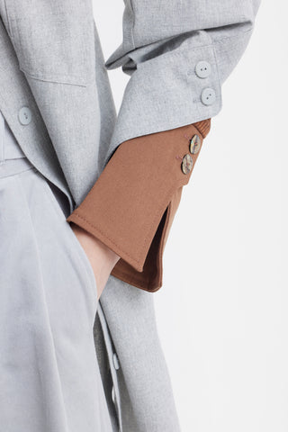 Warm Braided Knit Top With Cuffed Sleeves Brown