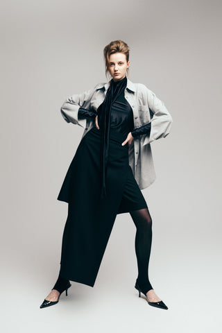 Modern Oversized Cotton Shirt Grey