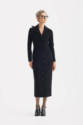 Modern Tailored Long Blazer Dress Black
