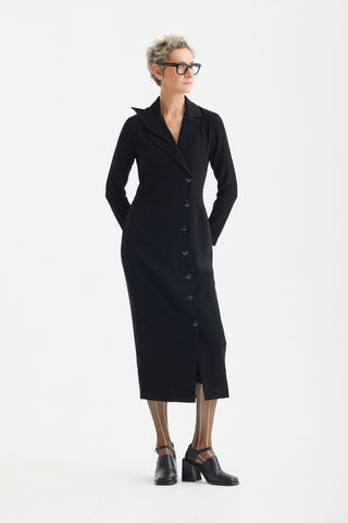Modern Tailored Long Blazer Dress Black