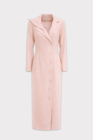 Modern Tailored Long Blazer Dress Pale Pink - Julia Allert