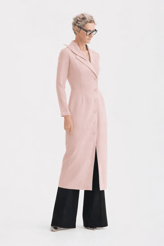 Modern Tailored Long Blazer Dress Pale Pink - Julia Allert