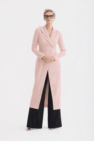 Modern Tailored Long Blazer Dress Pale Pink - Julia Allert