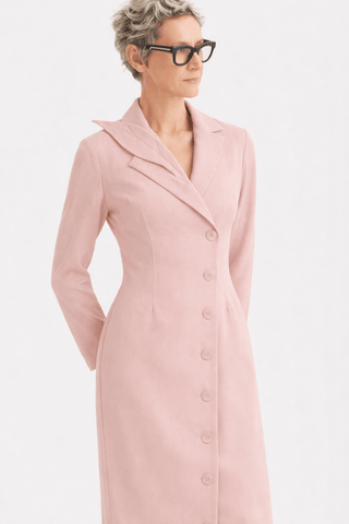 Modern Tailored Long Blazer Dress Pale Pink - Julia Allert