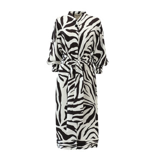 Monochrome Zebra Button-Up Midi Dress