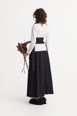 Obi-Inspired Waist Belt With Handcrafted Panels Black - Julia Allert