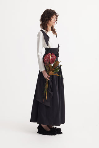 Obi-Inspired Waist Belt With Handcrafted Panels Black