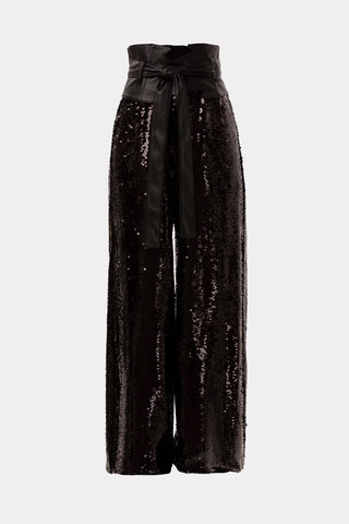 Occasion Black Palazzo Sequin Trousers