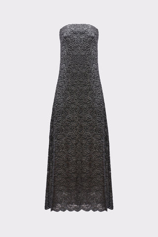 Occasionwear Strapless Guipure Lace A-Line Midi Dress Black