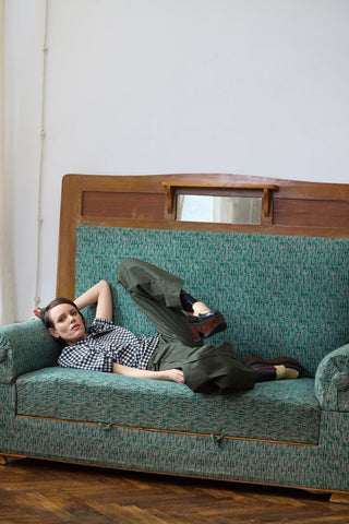 Olive High-Waist Wide-Leg Vintage Denim Pants - Julia Allert