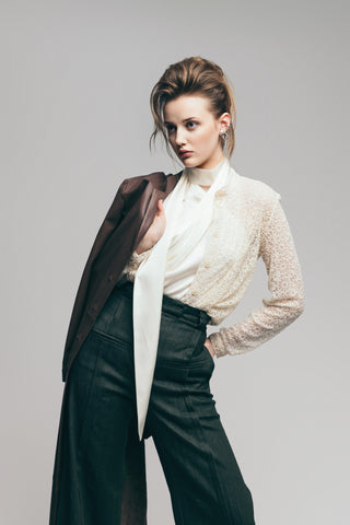 Olive High-Waist Wide-Leg Vintage Denim Pants
