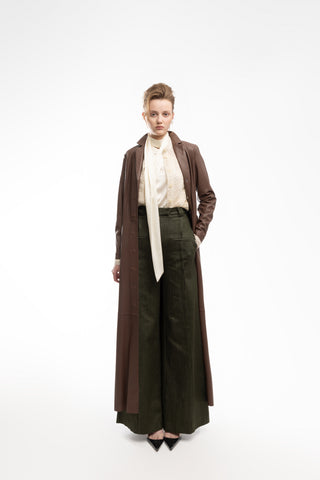 Olive High-Waist Wide-Leg Vintage Denim Pants