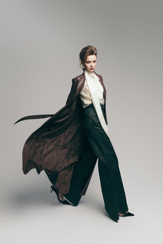 Olive High-Waist Wide-Leg Vintage Denim Pants