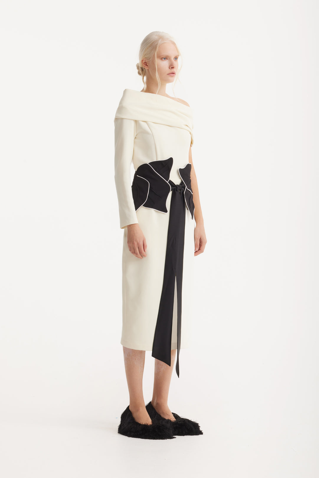 One Shoulder Cowl-Neck Midi Dress One Shoulder Cowl-Neck Midi Dress