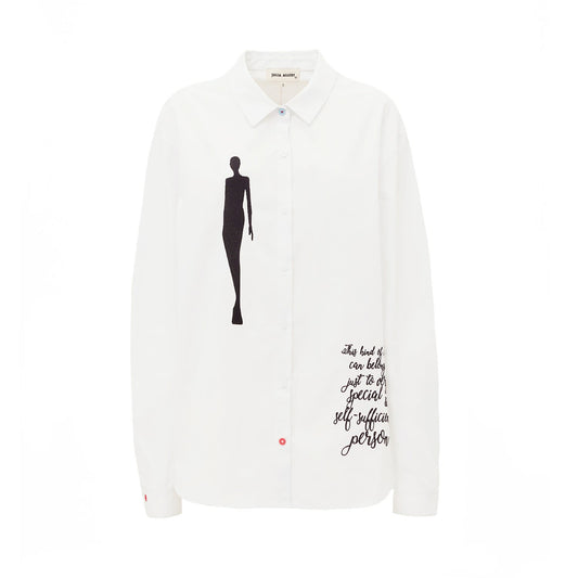 Oversize Long Sleeved Shirt With Embroidery White