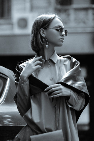 Oversized Button-Down Cotton Shirt Lime Green - Julia Allert