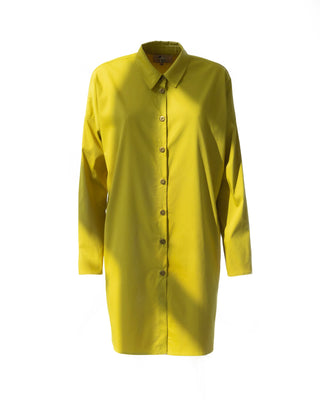 Oversized Button-Down Cotton Shirt Lime Green - Julia Allert