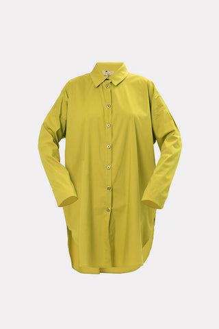 Oversized Button-Down Cotton Shirt Lime Green