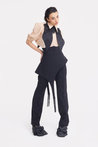 Oversized Satin Bib Collar - Black - Julia Allert