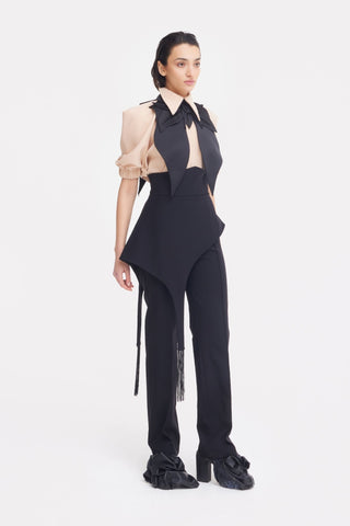 Oversized Satin Bib Collar - Black - Julia Allert