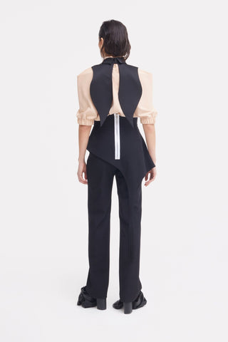 Oversized Satin Bib Collar - Black - Julia Allert