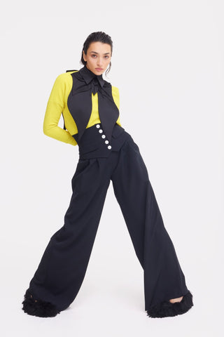 Oversized Satin Bib Collar - Black - Julia Allert